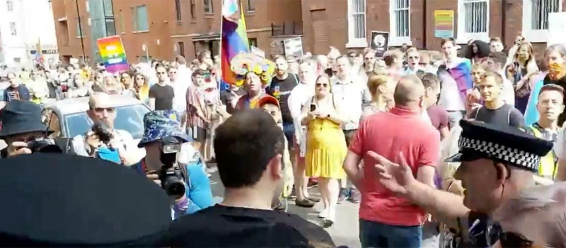 Professional Judy: “Given the mob’s reaction to Alex he must have done something truly hateful to attract their wrath? Well no actually, he simply wore a T-shirt and beanie hat with LGB Alliance’s logo on it. That’s it.”
