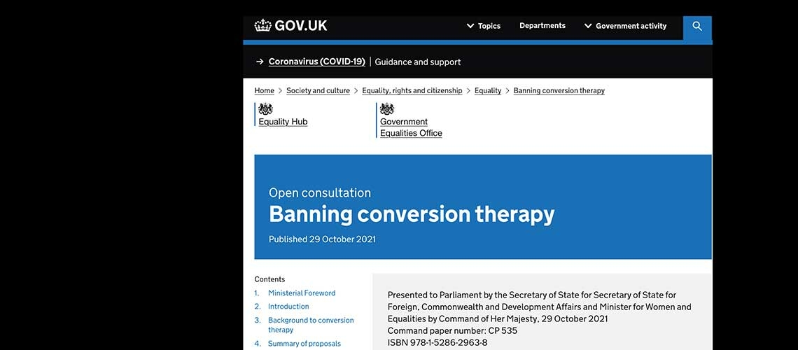 Government announces much-anticipated conversion therapy consultation, reports Jo Bartosch